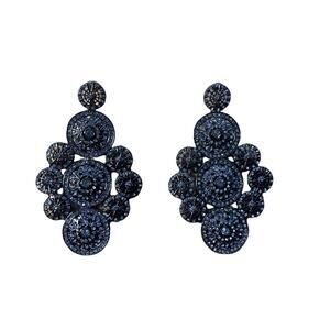 Rhinestone Dangle Dark Grey Earrings | 3"